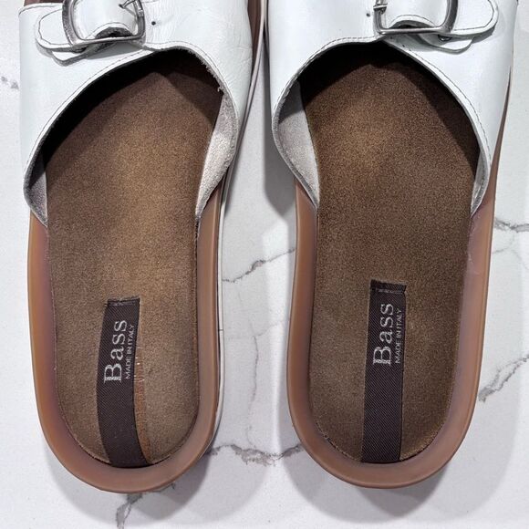 Bass | Vintage Women’s White Leather Slide Buckle Summer Sandals Size 8M - Picture 9 of 10